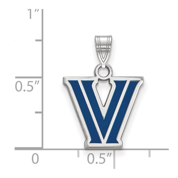 Sterling Silver Villanova U. Small Enamel Logo Pendant - Picture 2 of 3